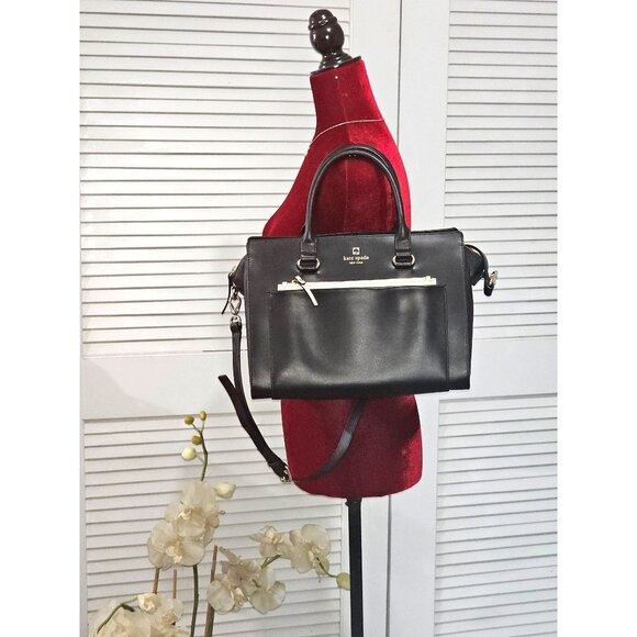 Kate Spade Women's Black Leather Mini Bernadine Hadley Street Satchel Handbag - Picture 2 of 16